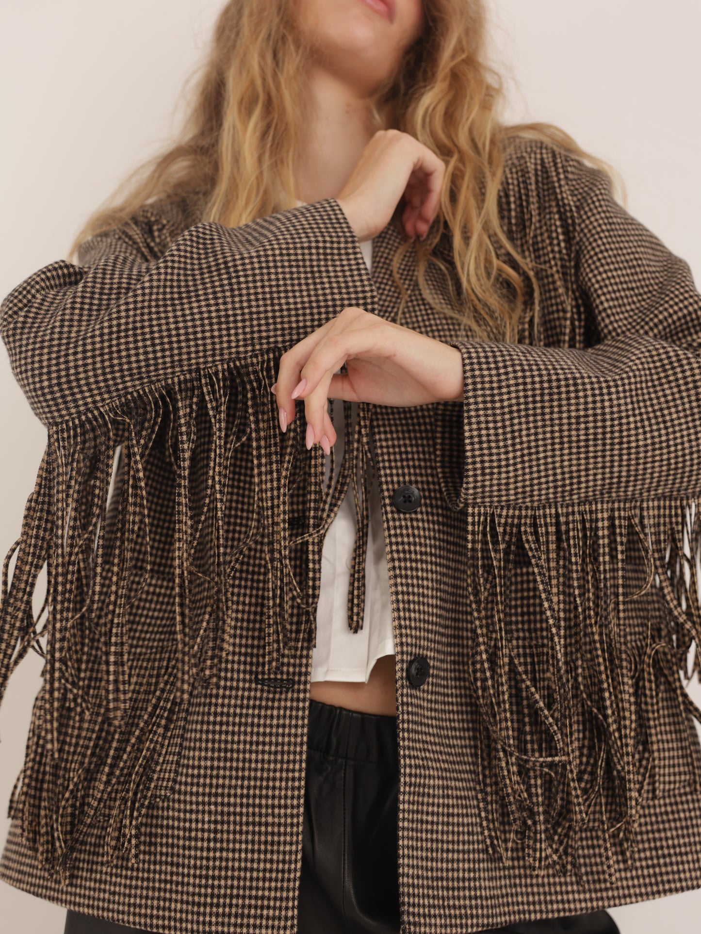 Checkered Jacket with fringes