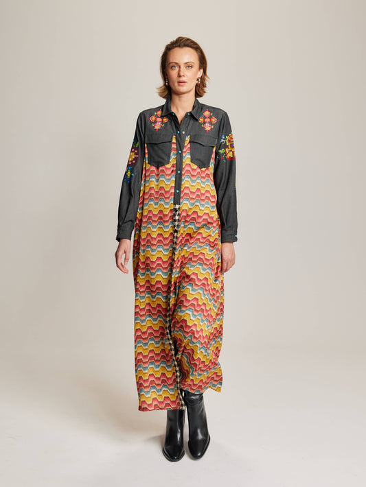 Elena Combined Denim Dress