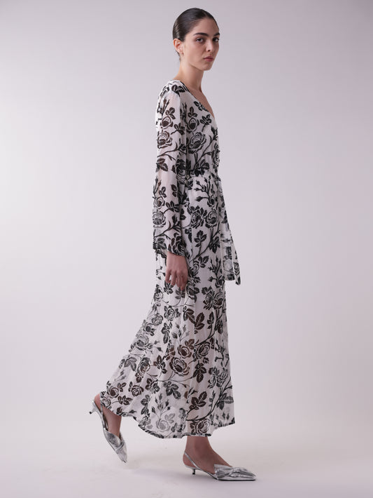 Printed Viscose V-neck Dress