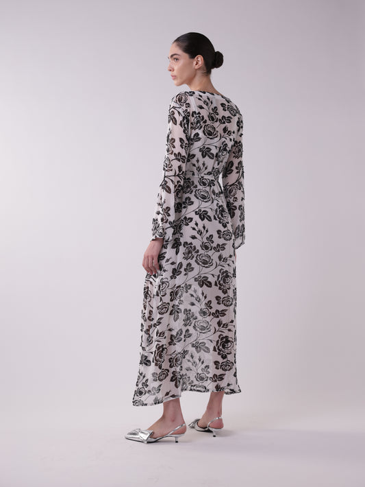 Printed Viscose V-neck Dress