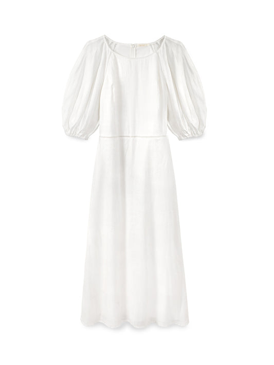 Puff Sleeve Linen Maxi Dress