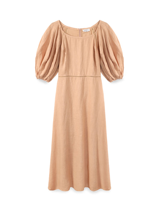Puff Sleeve Linen Maxi Dress