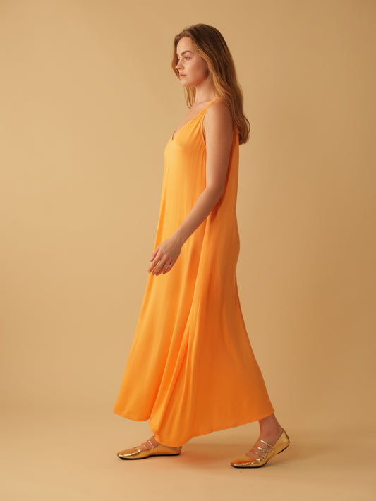 Sleeveless V Neck Long Dress