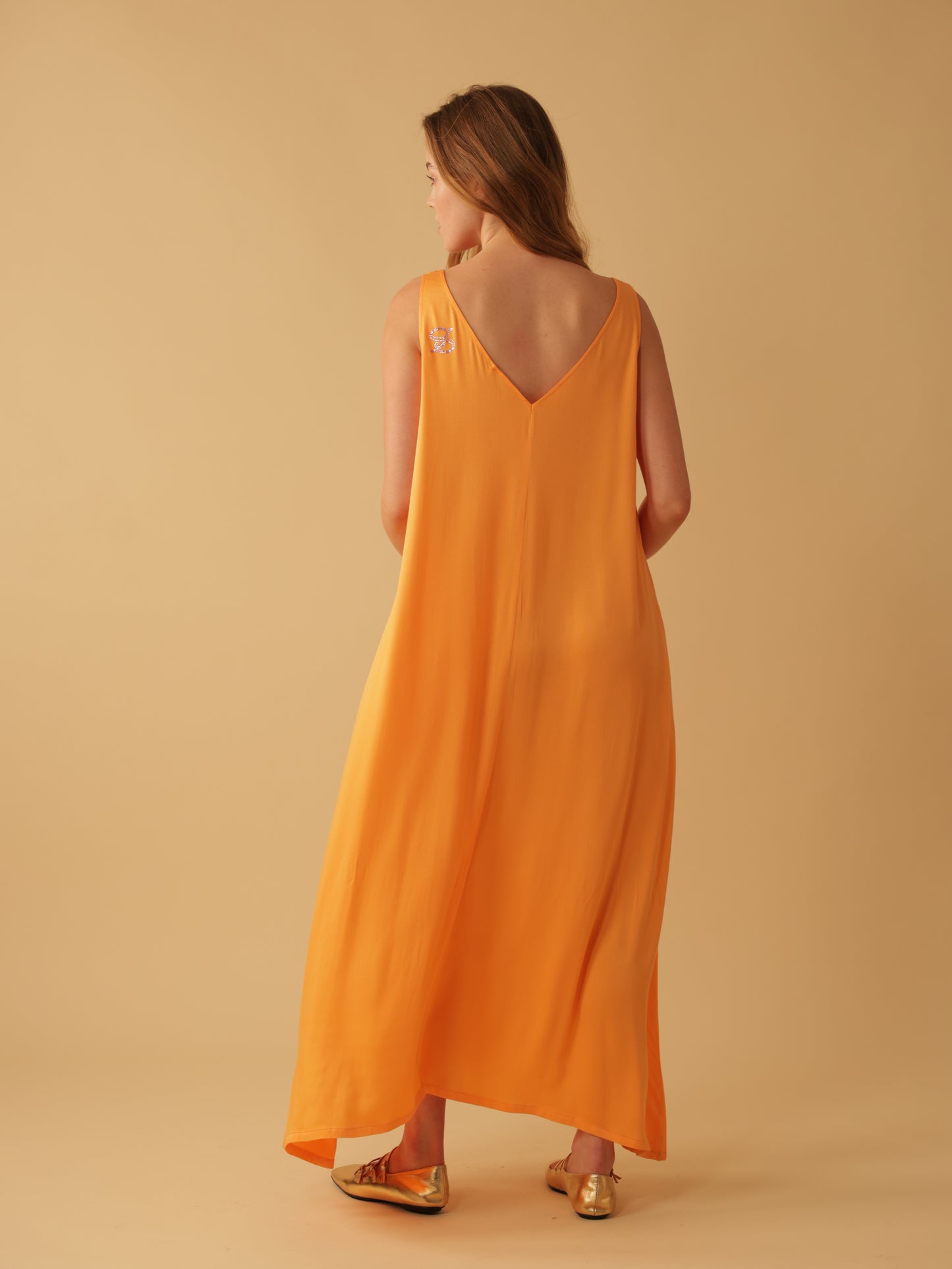 Sleeveless V Neck Long Dress