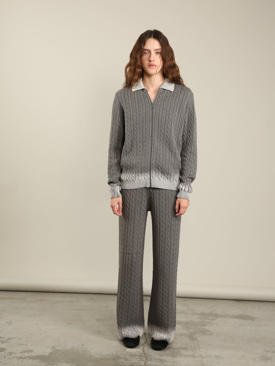 Knitted cardigan with braids