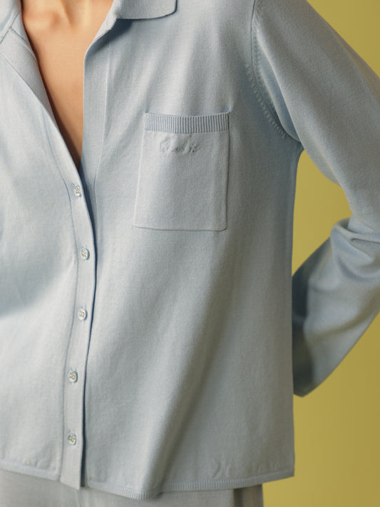 Long Sleeve Button Front Knit Shirt