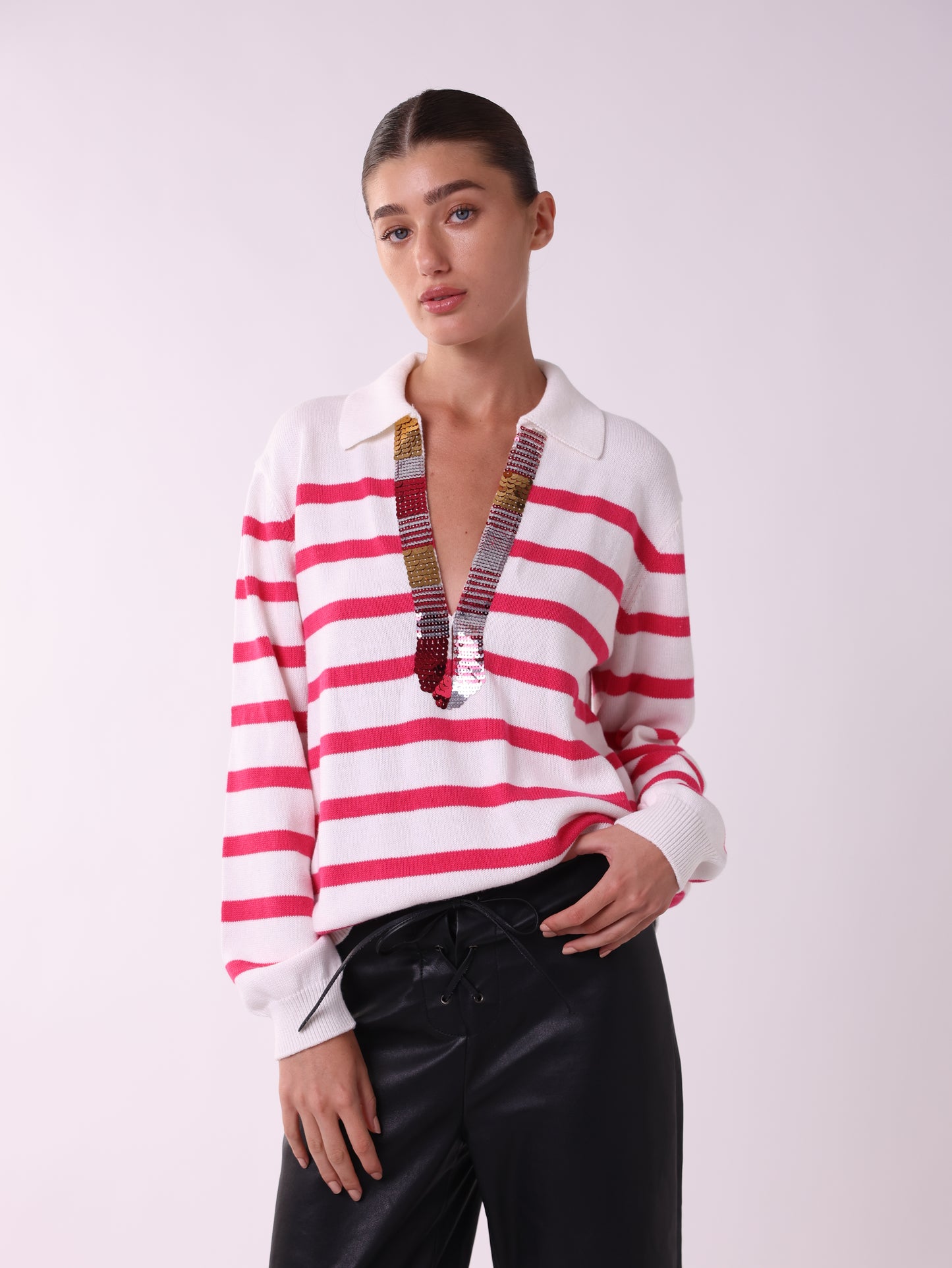 Sequined Stripe Knit