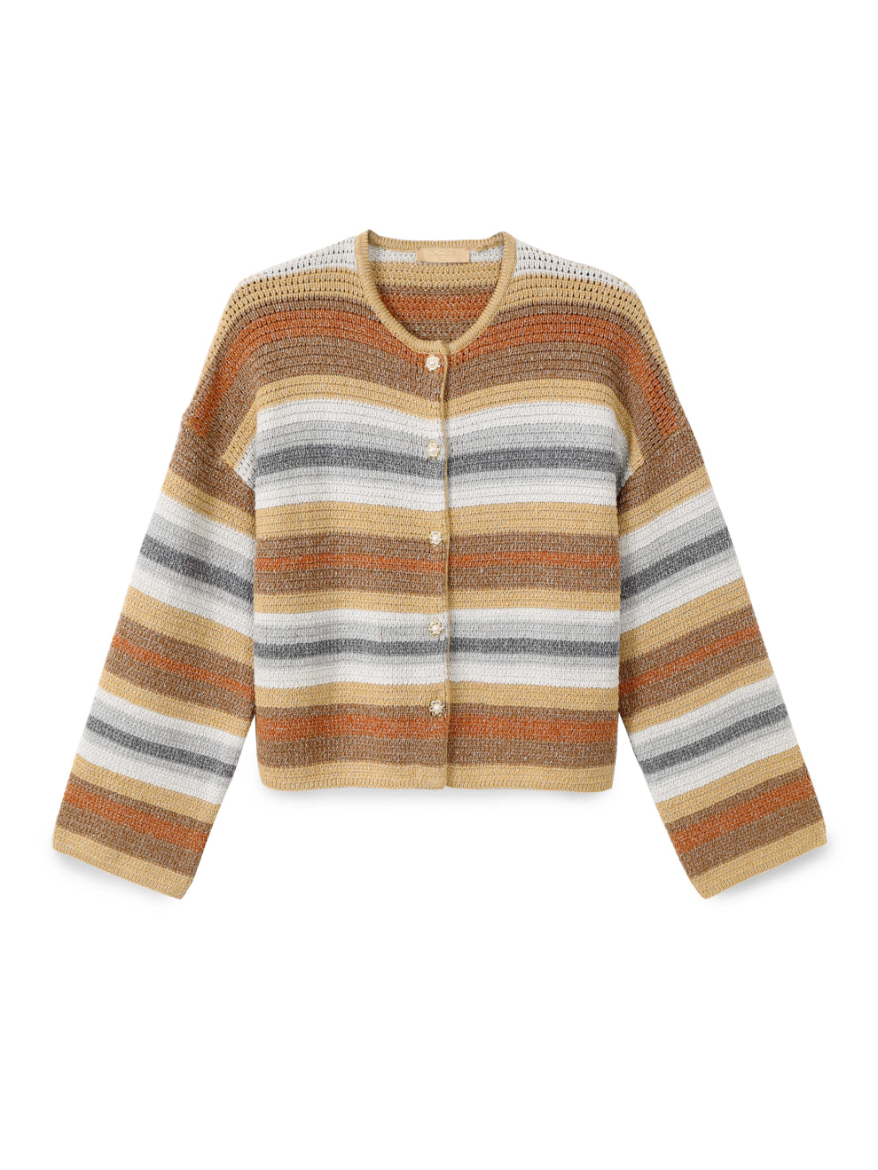 Striped lurex knit cardigan