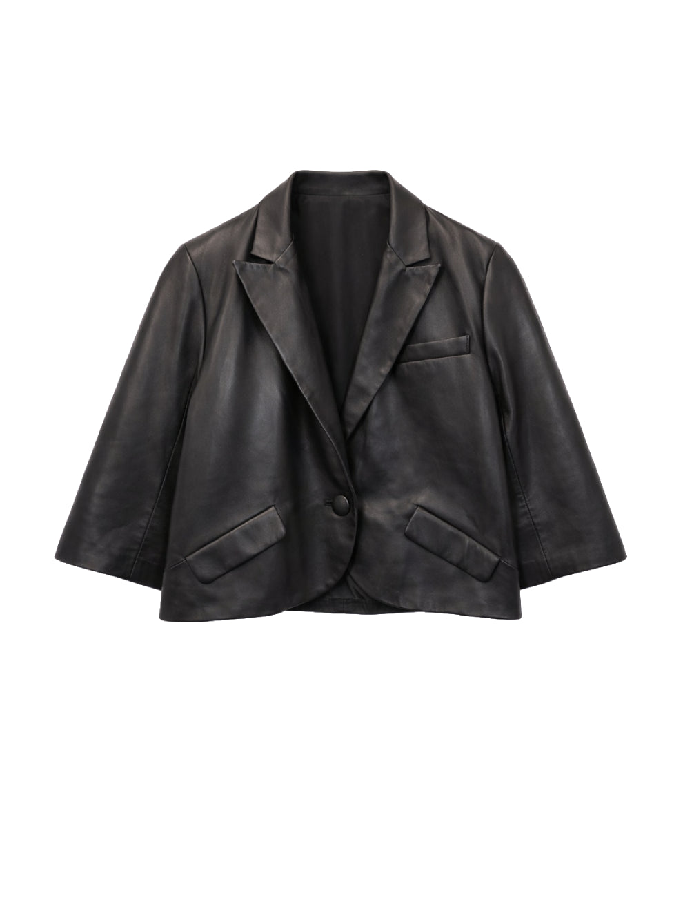 Cropped leather jacket