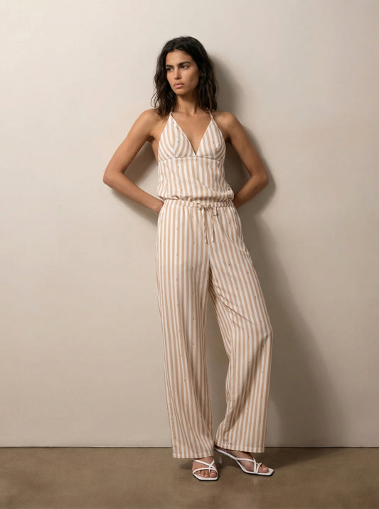 Wide-leg striped pants