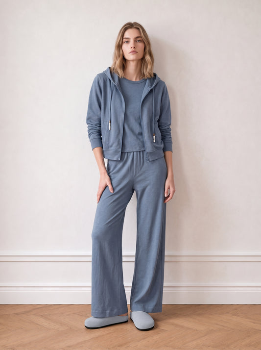 Slub-knit elastic-waist trousers