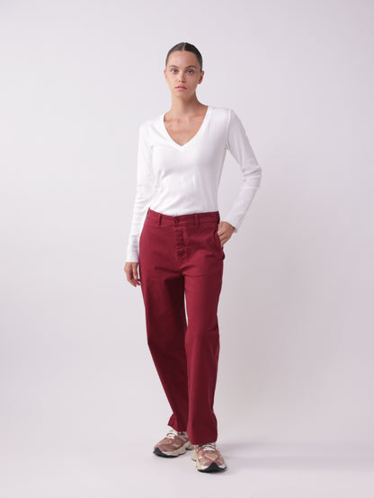 Chino Pants Embroidered Straight Leg