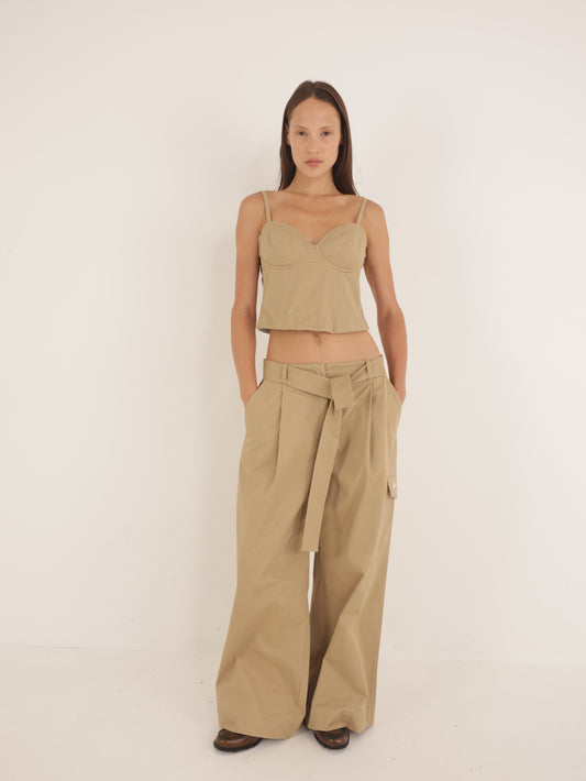 Wide leg cargo pants