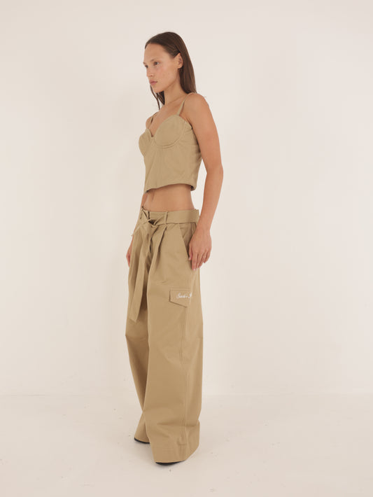Wide leg cargo pants