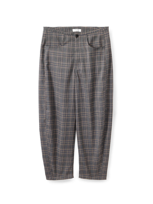Checked barrel-leg trousers