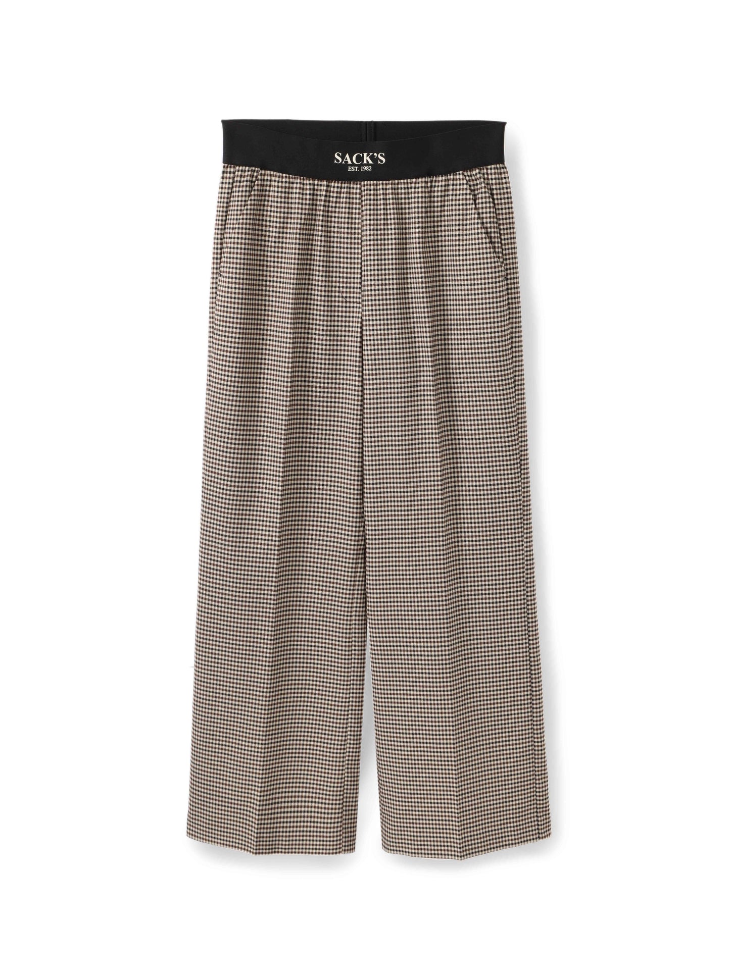 Plaid Elastic-waist Trousers