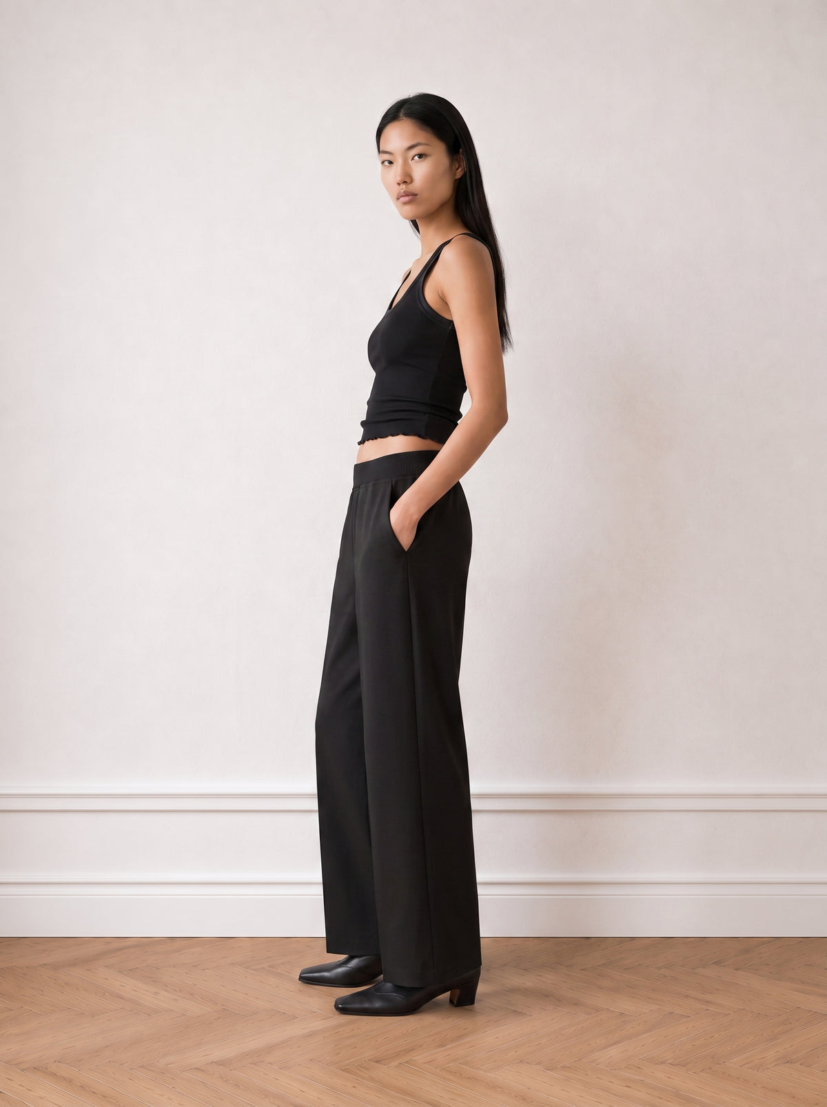 Wide Leg Rubber Pants