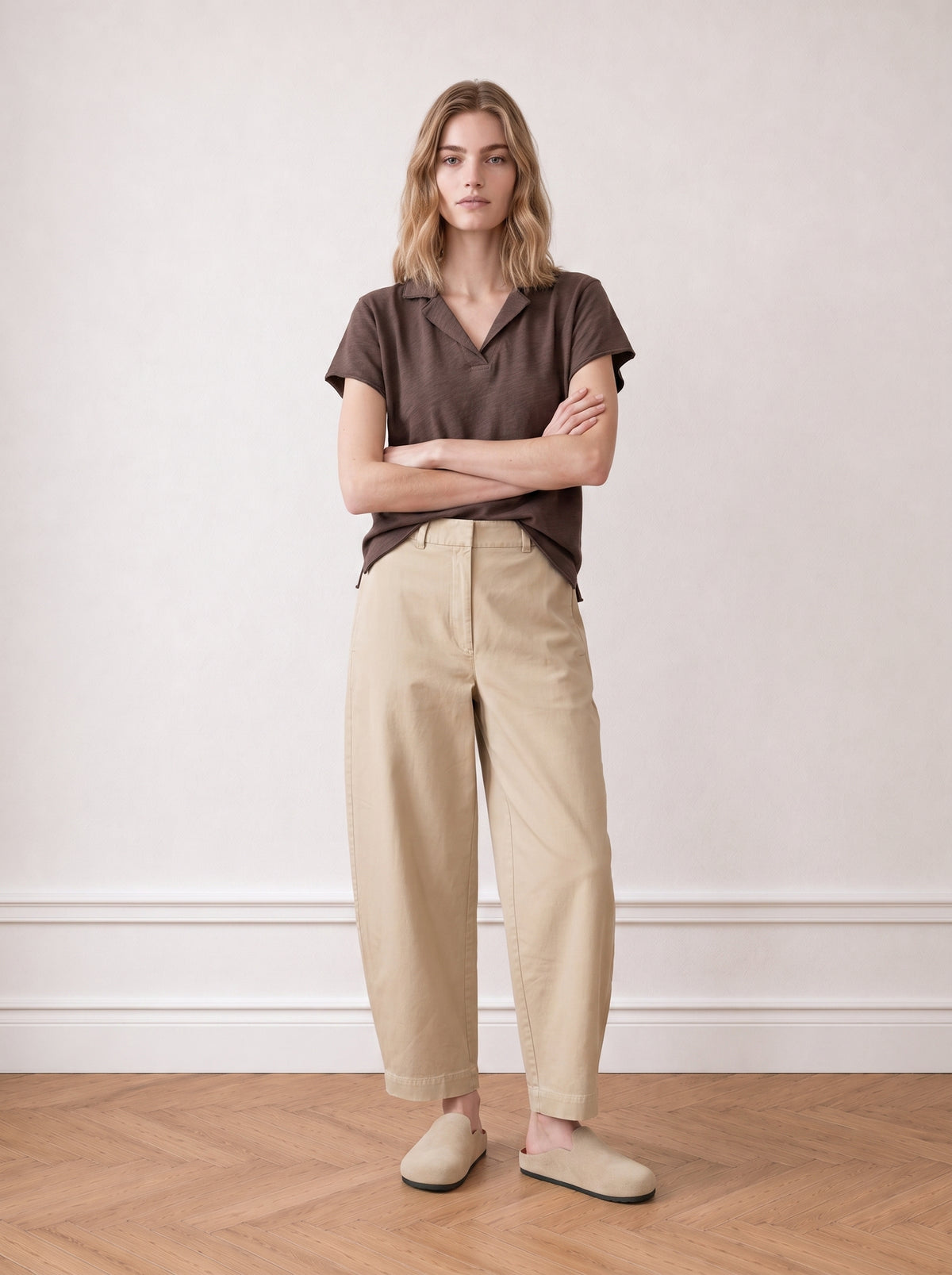 Tailored barrel-leg trousers