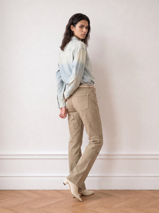Non-denim trousers with a rope belt