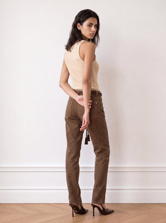 Non-denim trousers with a rope belt