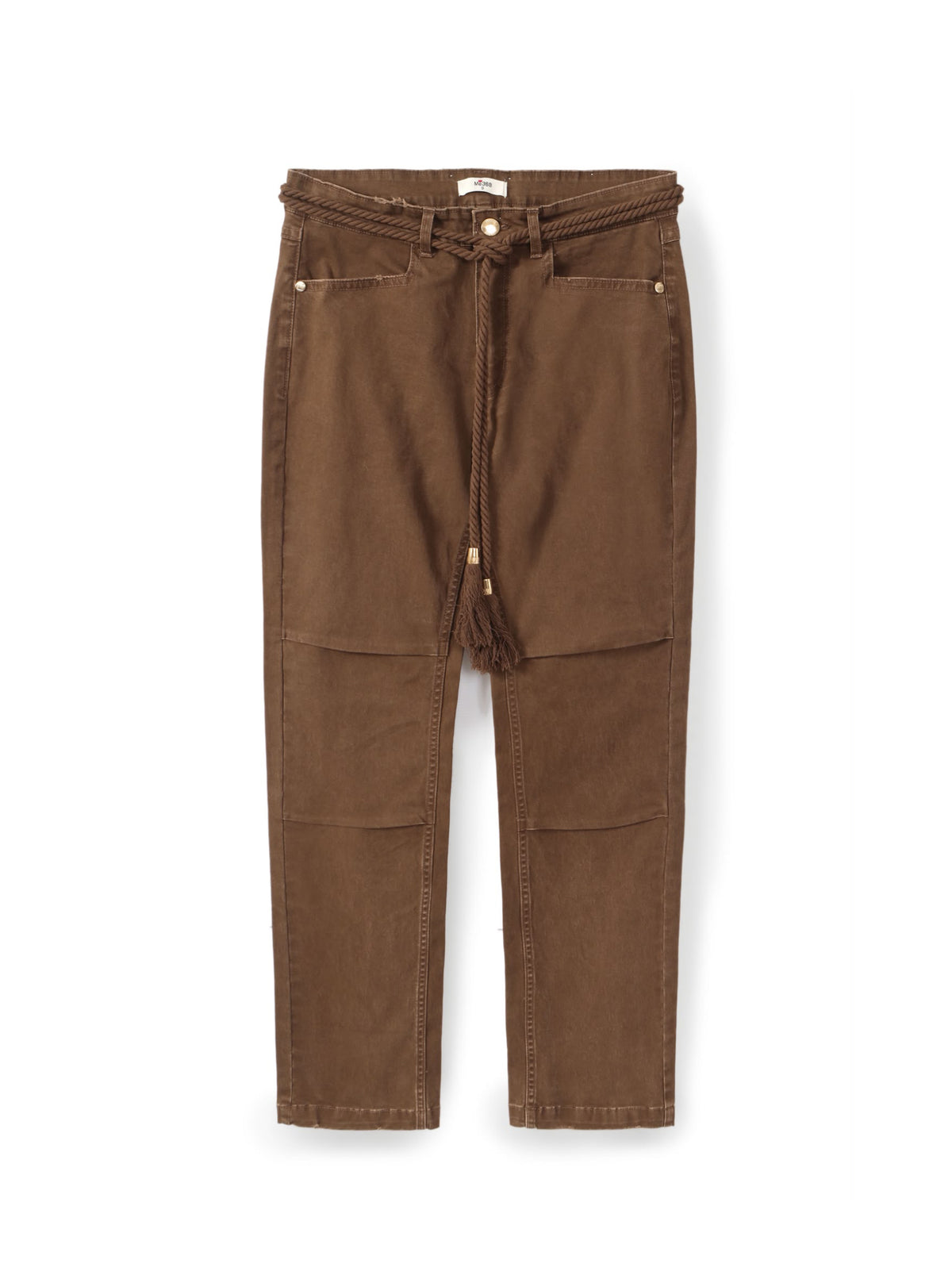 Non-denim trousers with a rope belt