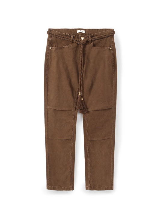 Non-denim trousers with a rope belt