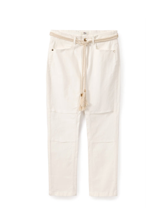 Non-denim trousers with a rope belt