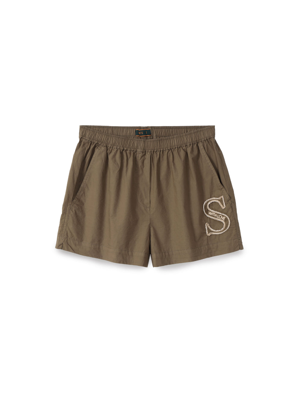 Embroidered Short Rubber Pants