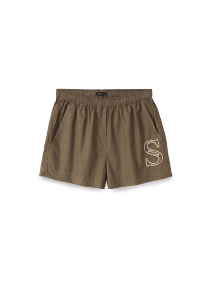 Embroidered Short Rubber Pants