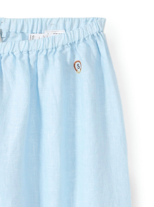 מכנסי פשתן רגל רחבה