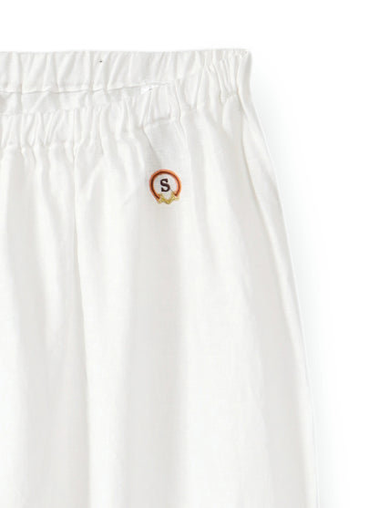 מכנסי פשתן רגל רחבה