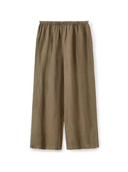 מכנסי פשתן רגל רחבה