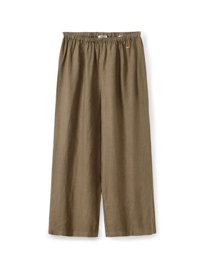 מכנסי פשתן רגל רחבה