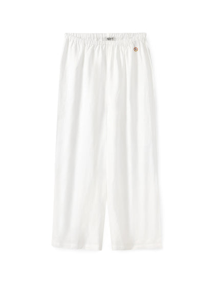 מכנסי פשתן רגל רחבה