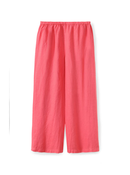 מכנסי פשתן רגל רחבה