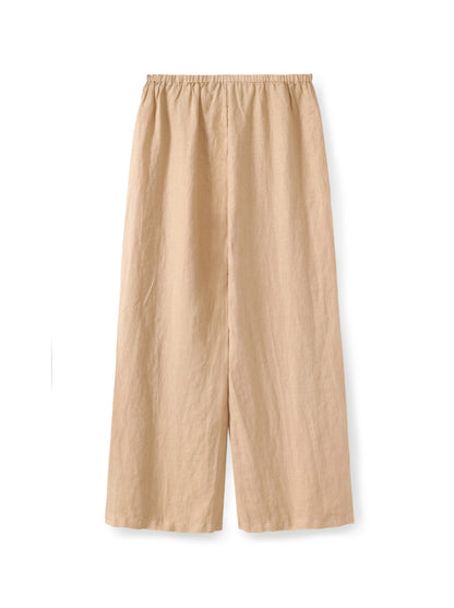 מכנסי פשתן רגל רחבה