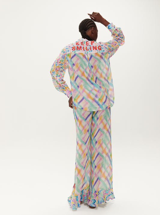 רוזי מכנסים גזרה רחבה עם קפלים