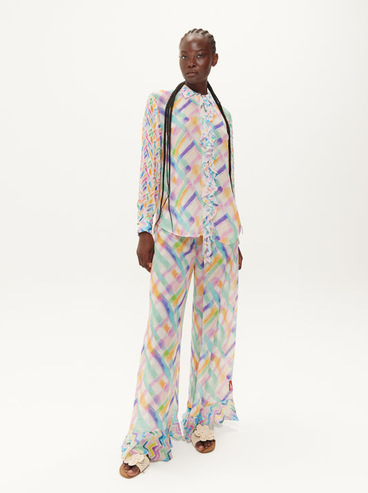 רוזי מכנסים גזרה רחבה עם קפלים