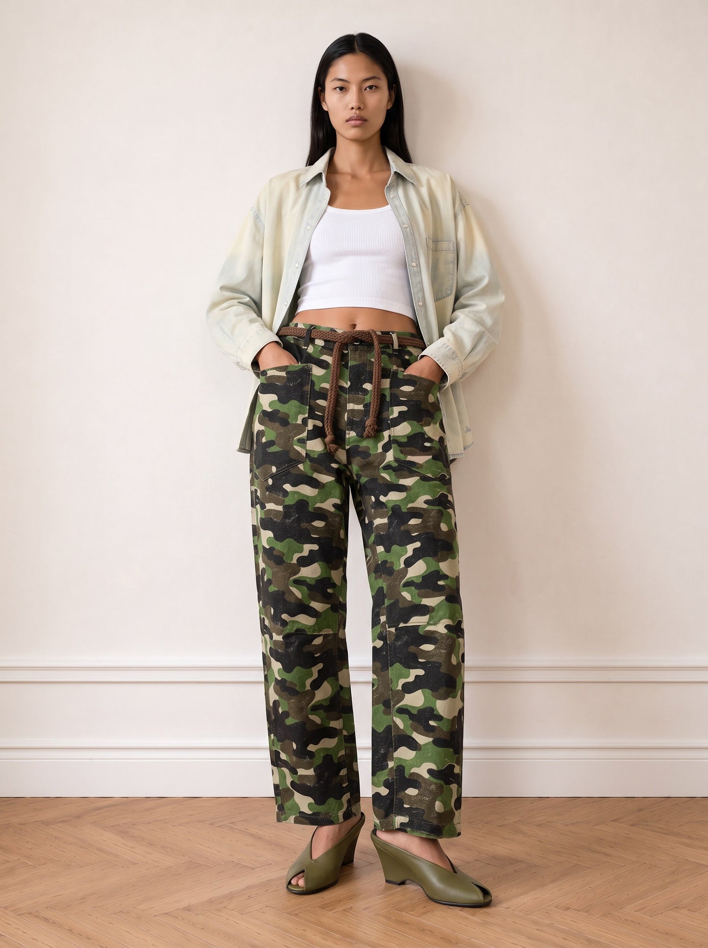 Printed Barrel Non-denim Trousers