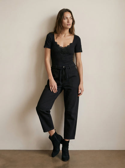 Barrel pants with drawstring belt