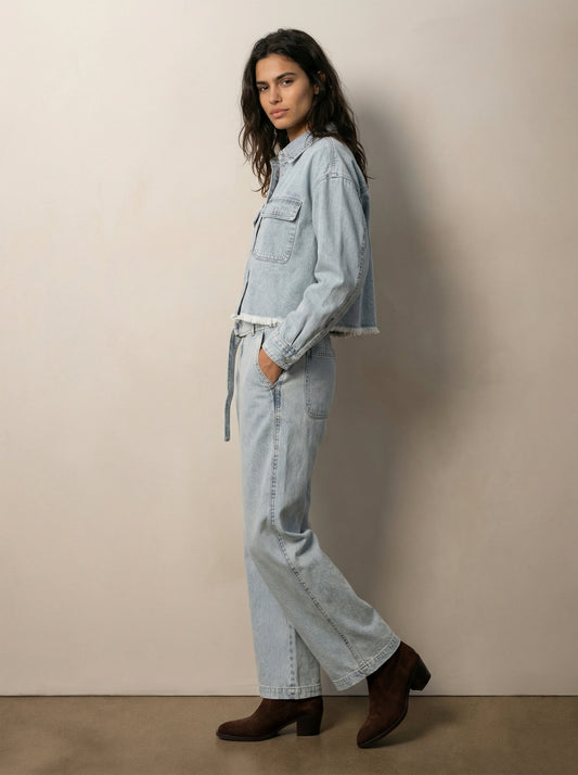 מכנסי ג'ינס רגל רחבה