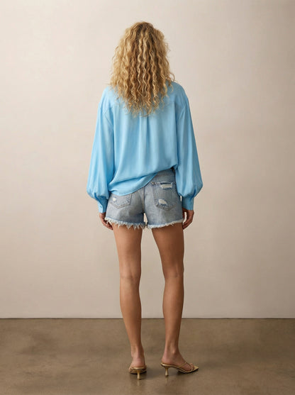 Ripped denim shorts