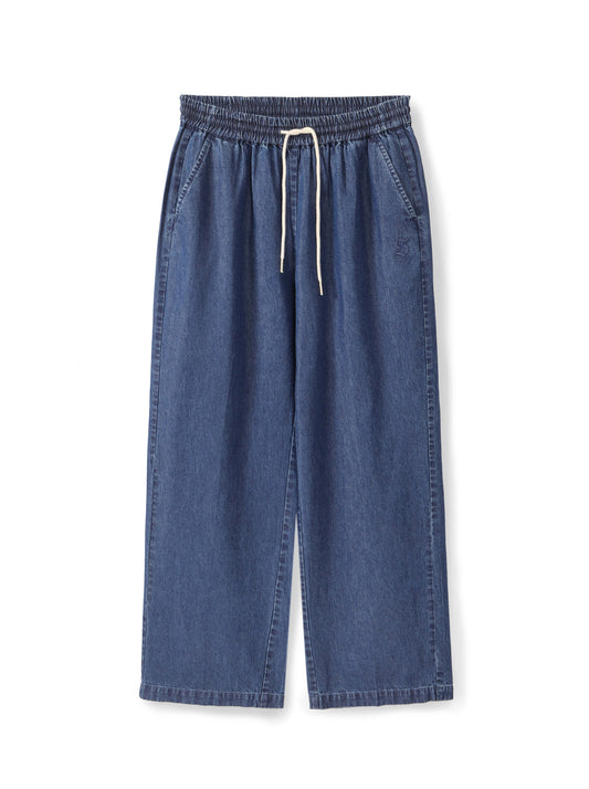 Embroidered elastic-waist trousers