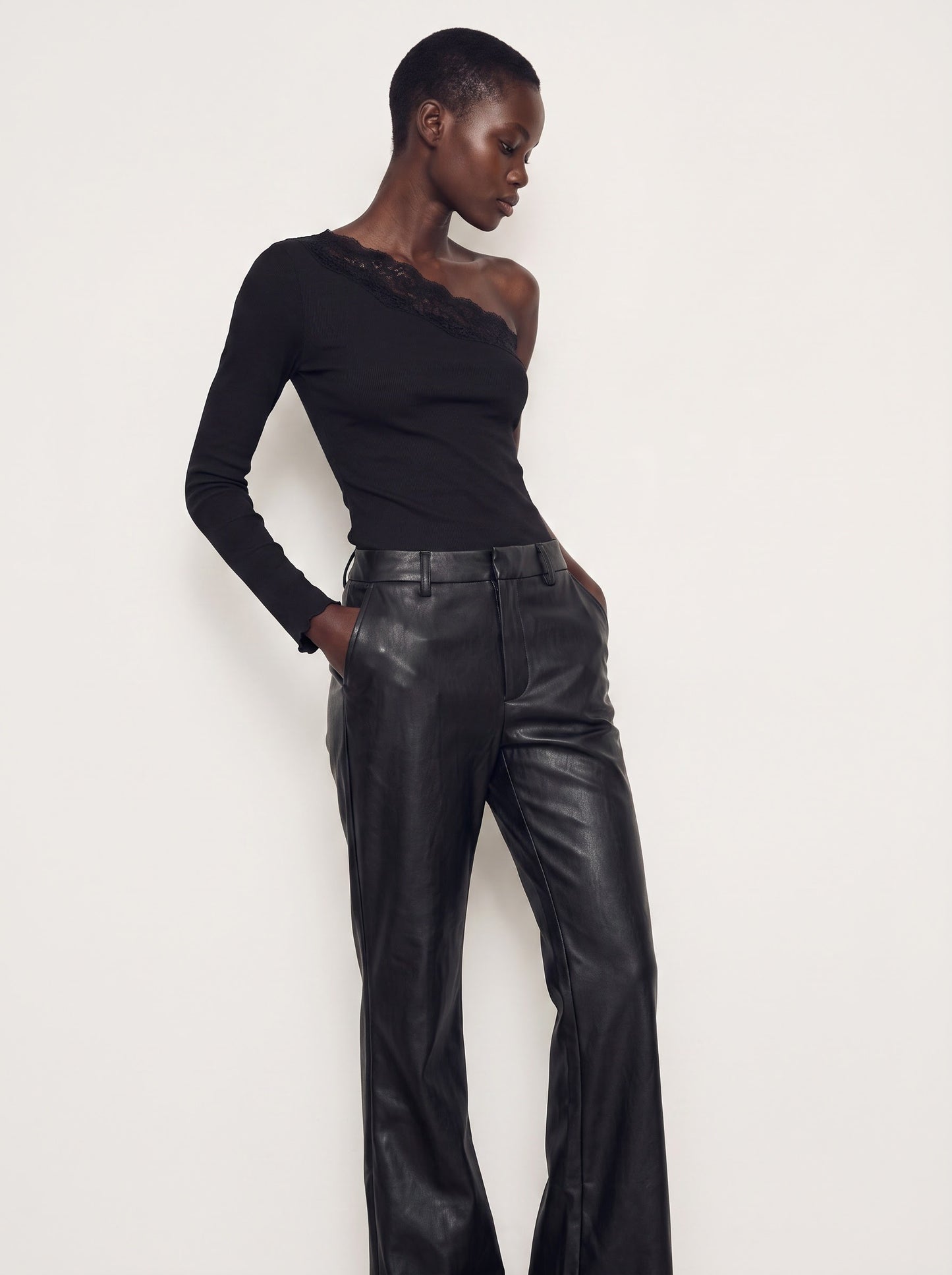 Faux Leather Flared Trousers