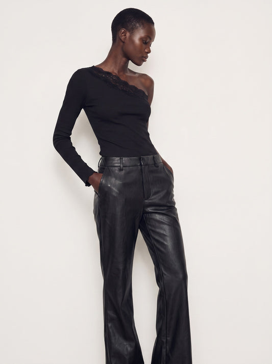 Faux Leather Flared Trousers