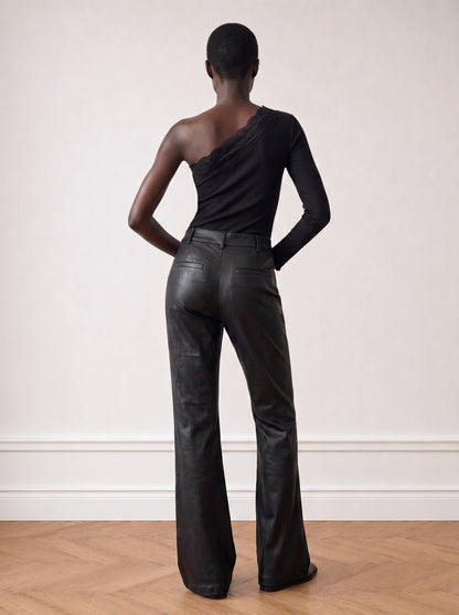 Faux Leather Flared Trousers
