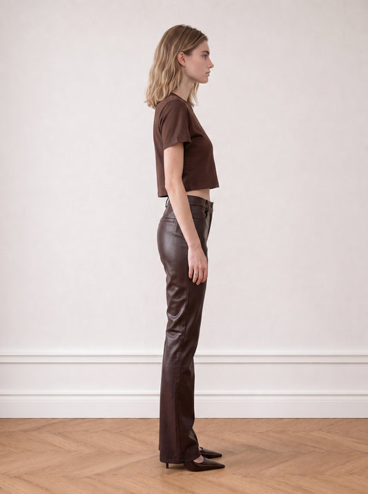 Faux Leather Flared Trousers