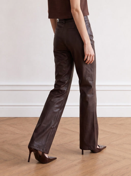 Faux Leather Flared Trousers