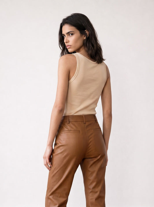 Faux Leather Flared Trousers