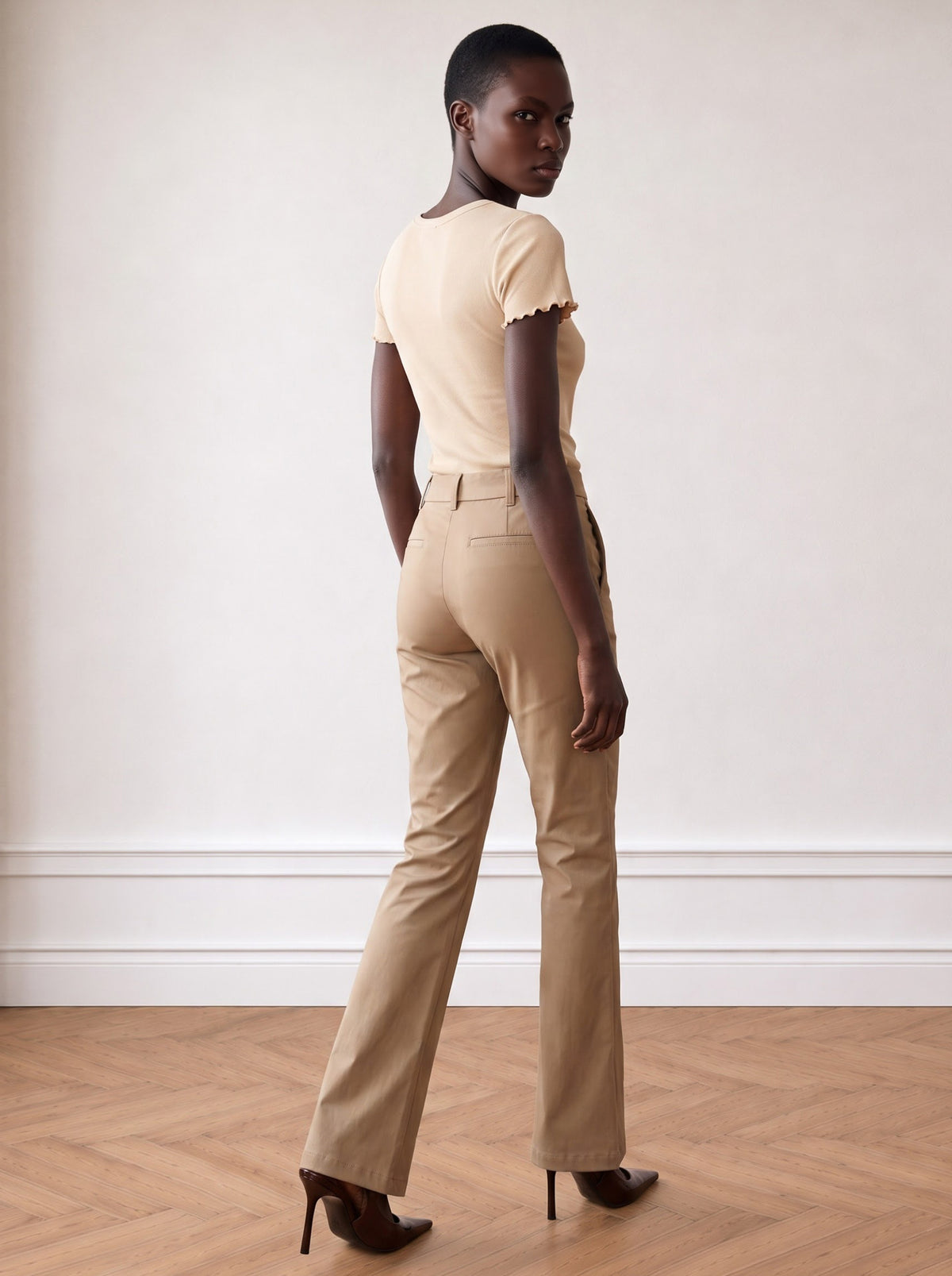 Faux Leather Flared Trousers